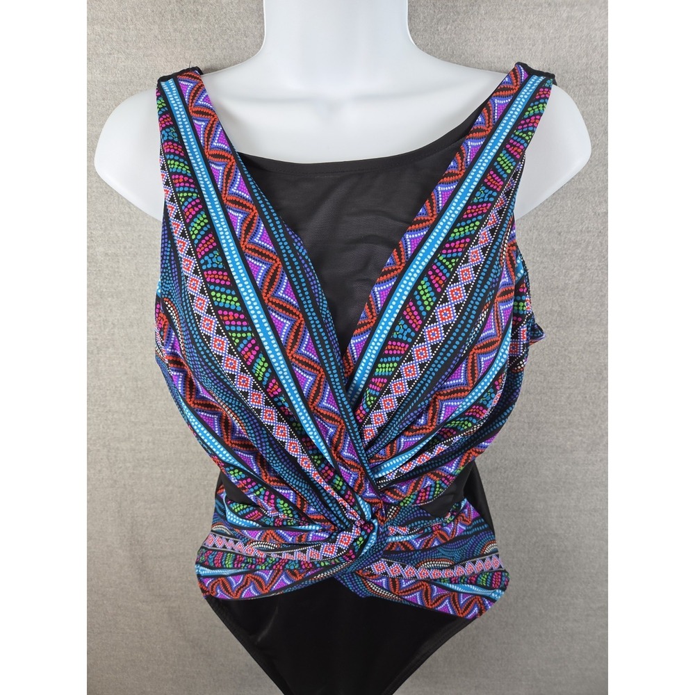 Miraclesuit 12 Palma Paradiso Illusionist Swimsuit‎ One Piece Geo Print 6511685